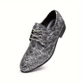 SHOWLU Men's woven embossed business shoes with retro British style, suitable for weddings and formal occasions.
