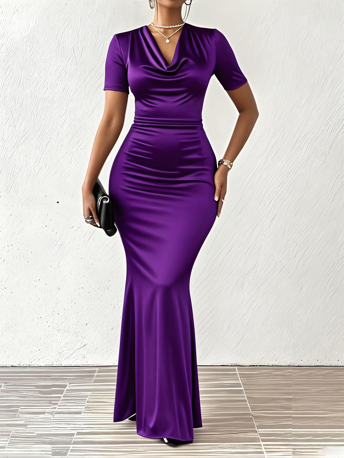 SHOWLU FASHION Women's bodycon zip dress with elegant low neckline, knit fabric, form-fitting design, perfect for stylish occasions.