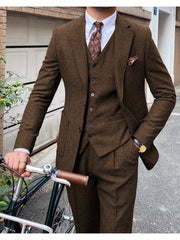Men's 3pcs Wedding Suit Color Block Notch Label Slim Fit Formal Wedding Party Event Western Dress Suit 34S 36S 38S 40R 42R 44R 12.15gal