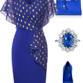 SHOWLU Polka Dot V-Neck Pencil Dress for women, polyester knit fabric, fitted silhouette with polka dot pattern.
