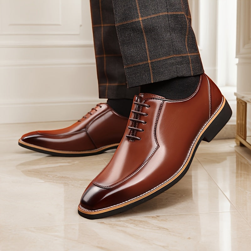 Men's Classic Black Oxford Shoes - Breathable Genuine Leather, Lace-Up Design, Comfortable All-Season Dress Shoes with Rubber Sole for Business & Formal Occasions SHOWLU FASHION STORE