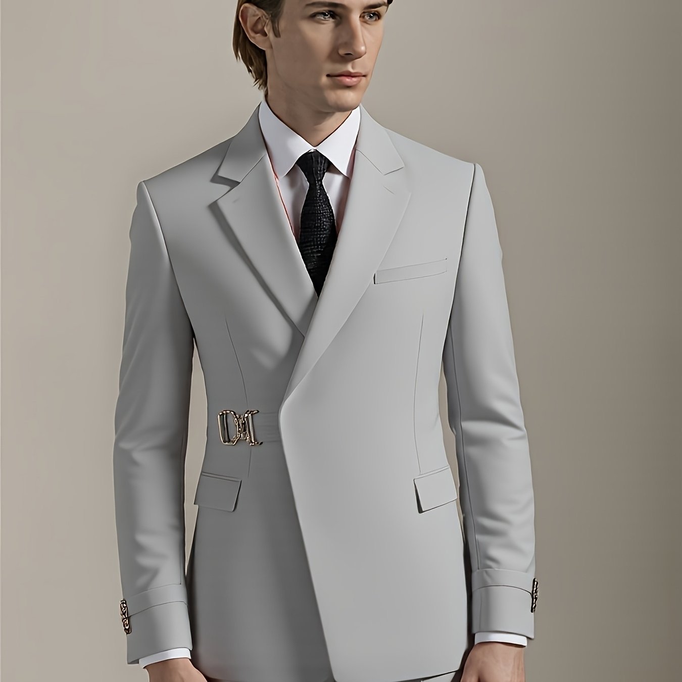 SHOWLU men's slim fit 2-piece suit in solid color, featuring a tailored tuxedo jacket and matching trousers for formal occasions