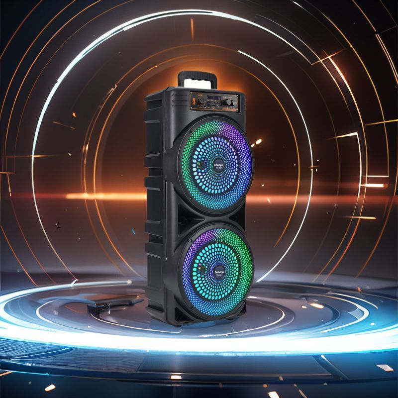 SHOWLU 6000W dual 8.5-inch wireless speaker with heavy bass, TWS party system, perfect for outdoor gatherings and music lovers.