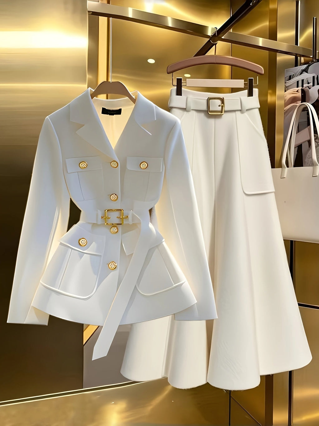 SHOWLU FASHION Women's lightweight luxury coat with solid lapel, elegant design and tailored fit in a neutral color.