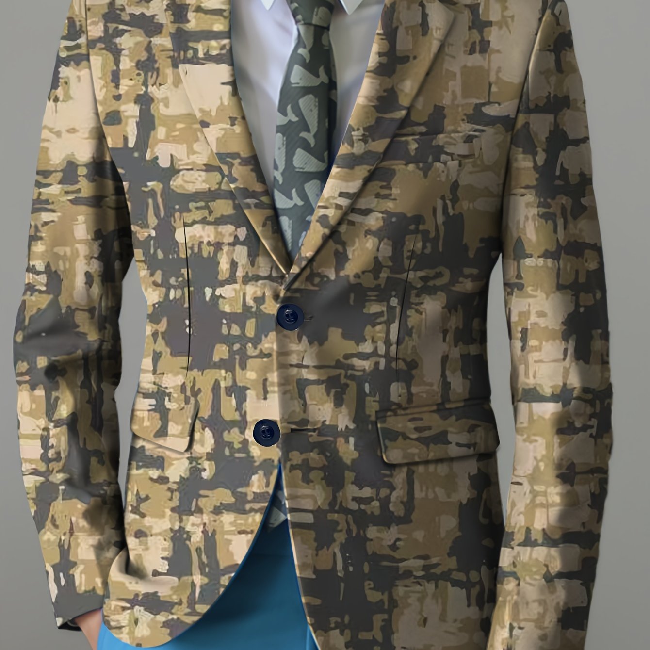 SHOWLU Men's regular fit party blazer with animal print pattern and notched lapel, stylish men's fashion blazer for special occasions