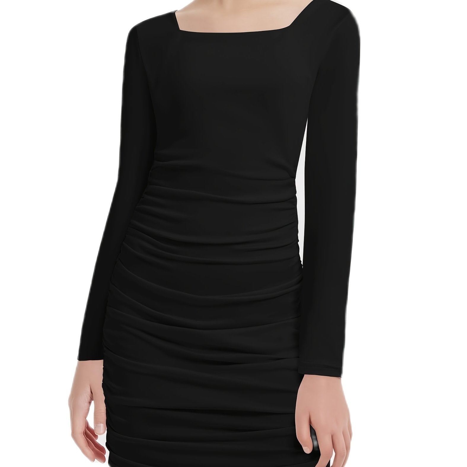 Girls ruched bodycon dress by EXARUS, featuring double lining, perfect for party or homecoming events, shown in the image.