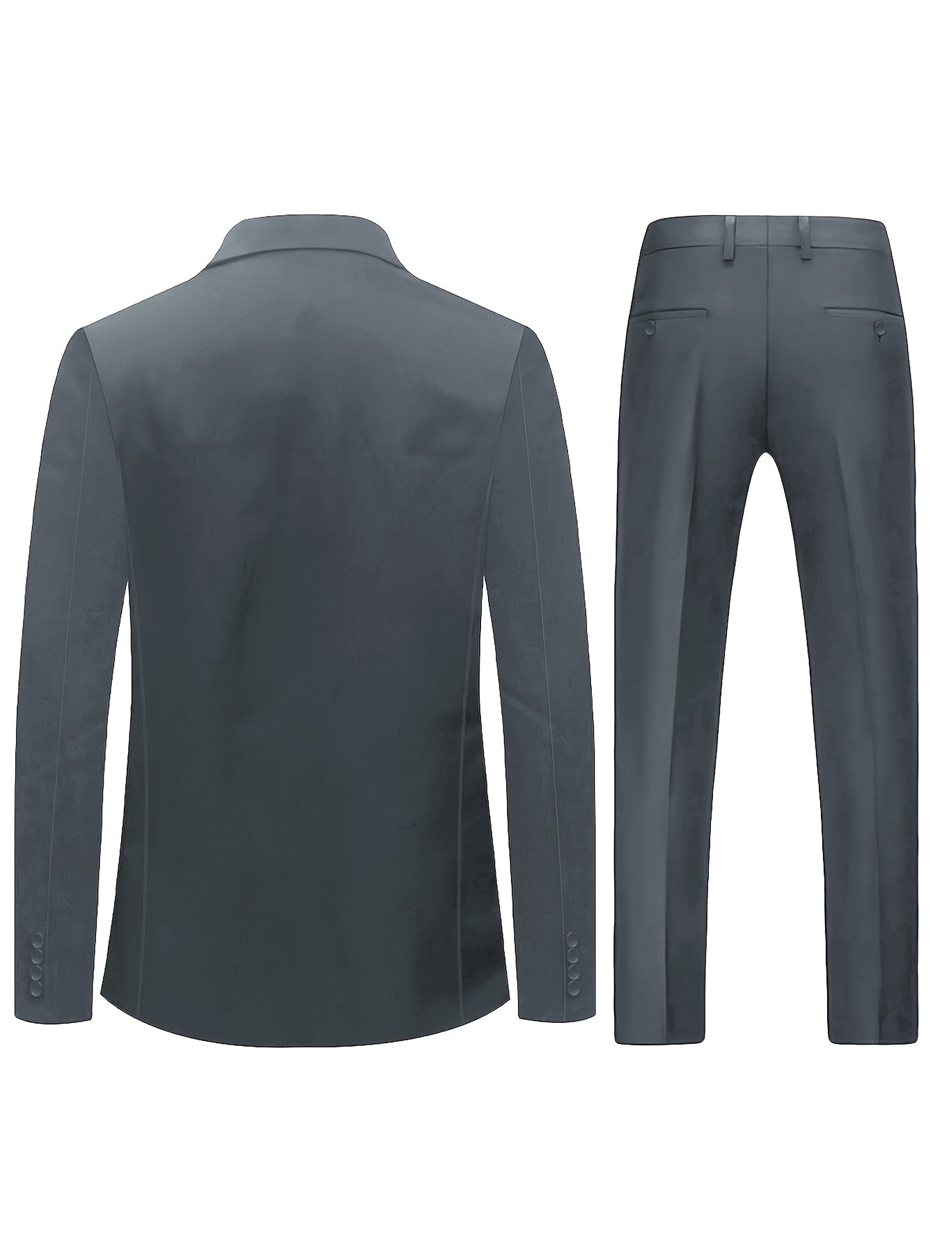 Men's slim fit 2-piece suit by SHOWLU FASHION STORE featuring a classic design, one-button blazer and matching trousers.