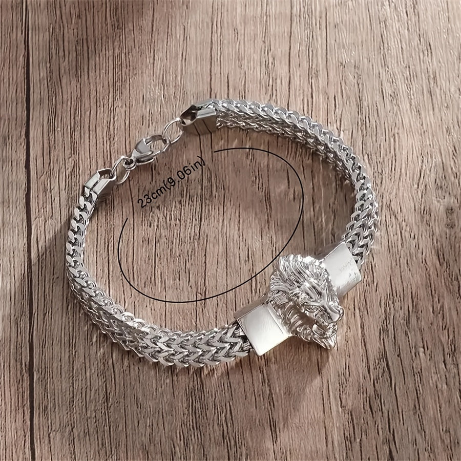 Showlu 2-piece lion head bracelets in 18K gold plated stainless steel, featuring detailed lion head designs on each bracelet.