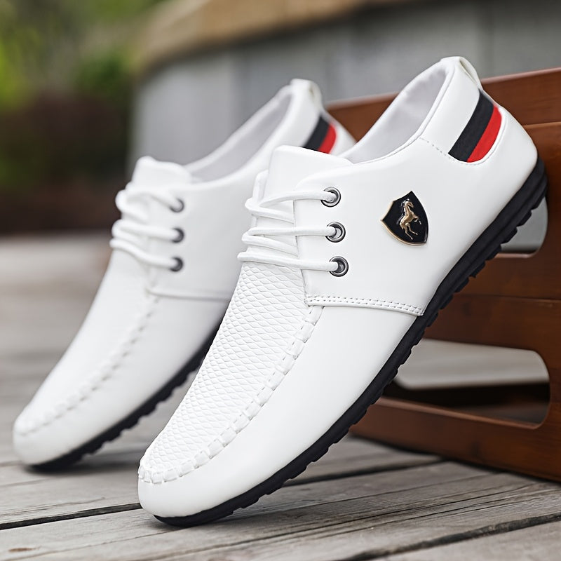 Black KOONEXY men's lace-up formal shoes made of durable PU leather, suitable for business and formal occasions.