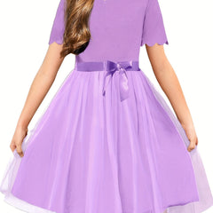 Girls Dress Party Flower Girls' Dress Tutu Fluffy Summer Dresses Belted Wedding Size 3-11 Years
