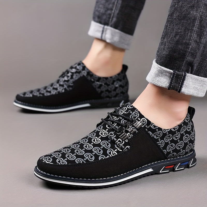 SHOWLU Men's lace-up dress shoes with round toe and non-slip sole, casual style ideal for formal or everyday wear.