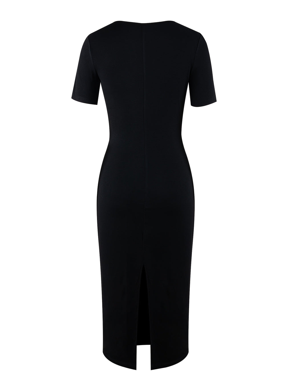 Two-tone SHOWLU FASHION STORE A-line bodycon dress with short sleeves and side slit, made of rayon fabric.