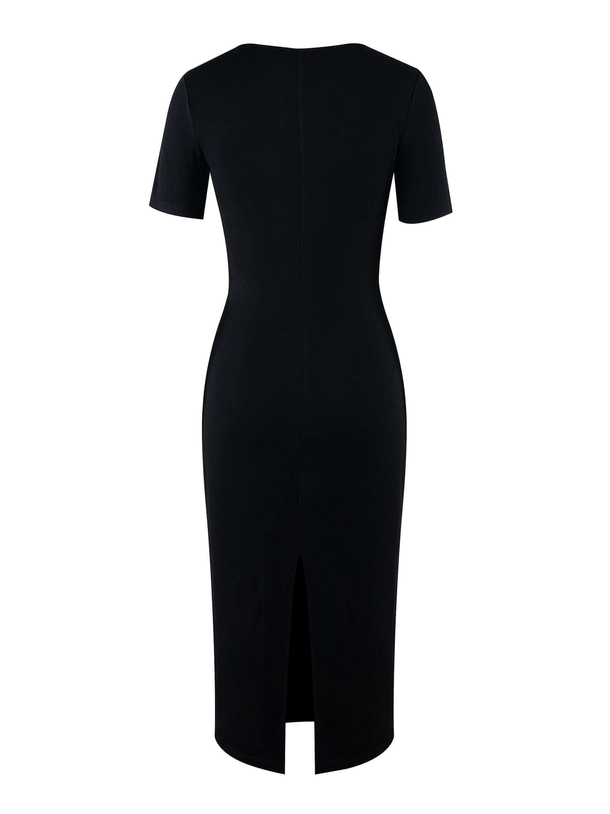 Two-tone SHOWLU FASHION STORE A-line bodycon dress with short sleeves and side slit, made of rayon fabric.