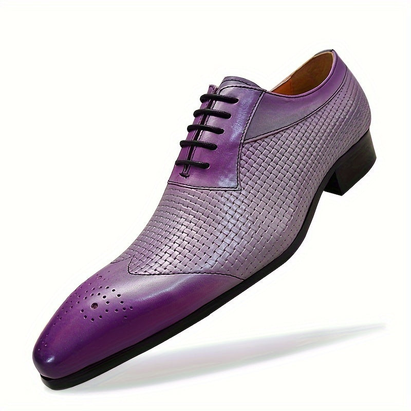 Men's SHOWLU wing-tip oxford dress shoes in genuine cow leather, featuring classic formal design and detailed stitching.