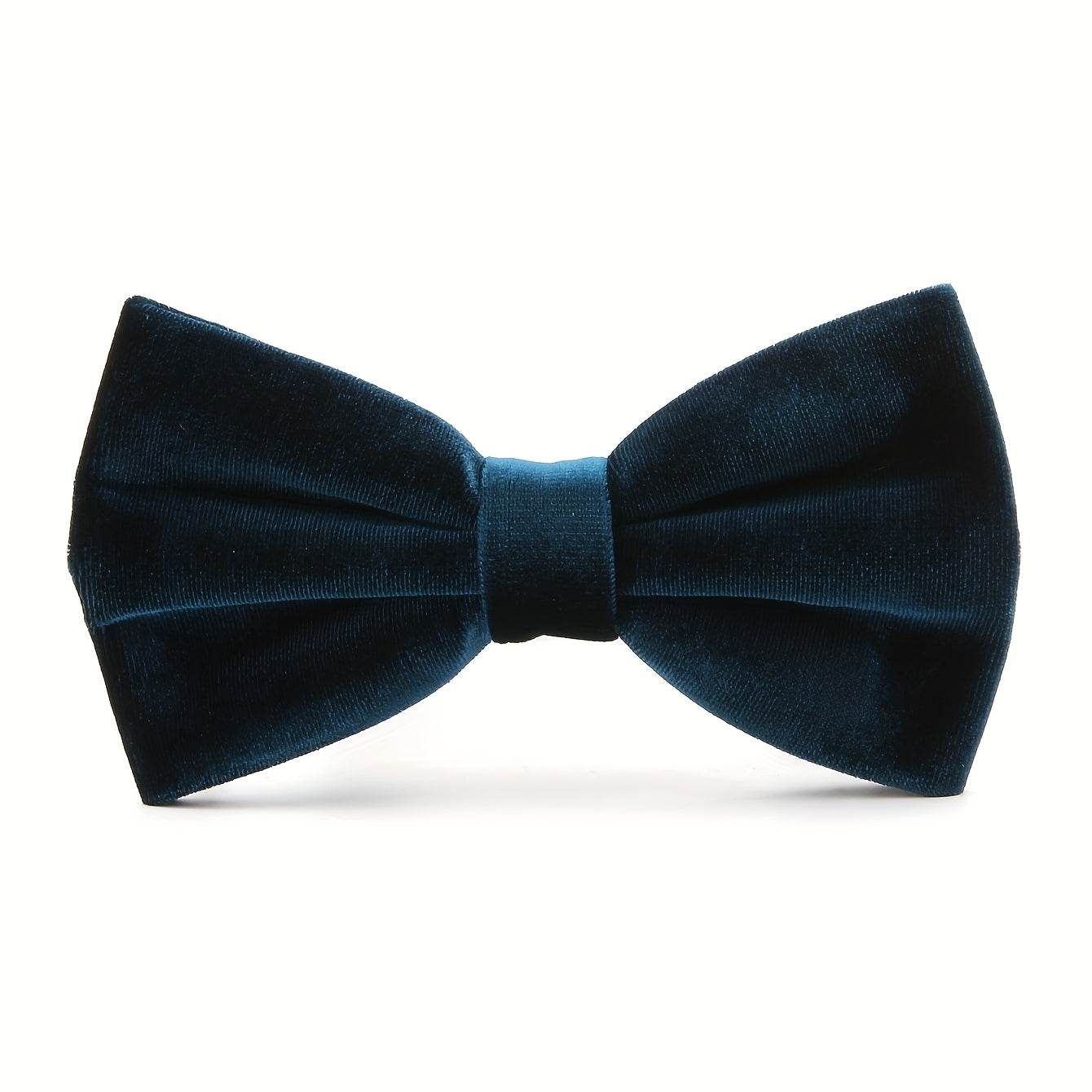 Navy blue velvet bow tie for men, adjustable formal accessory by SHOWLU FASHION, displayed on a white background.