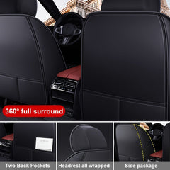 6PCS Car Seat Covers Universal Full Set Car Seat Covers with Steering Wheel Cover Accessories Breathable Leather Automotive Vehicle Cushion Cover Fit for Most 5 Seats Cars - SHOWLU FASHION STORE