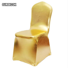 6pcs/lot Bronzing Elastic Chair Cover Gold Silver Spandex Metallic Fabric Wedding Chair Covers Banquet Decoration - SHOWLU FASHION STORE