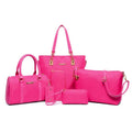 Six-piece women's shoulder bag set by Showlu Fashion Store featuring various handbags, including crossbody, envelope, and wallet styles.