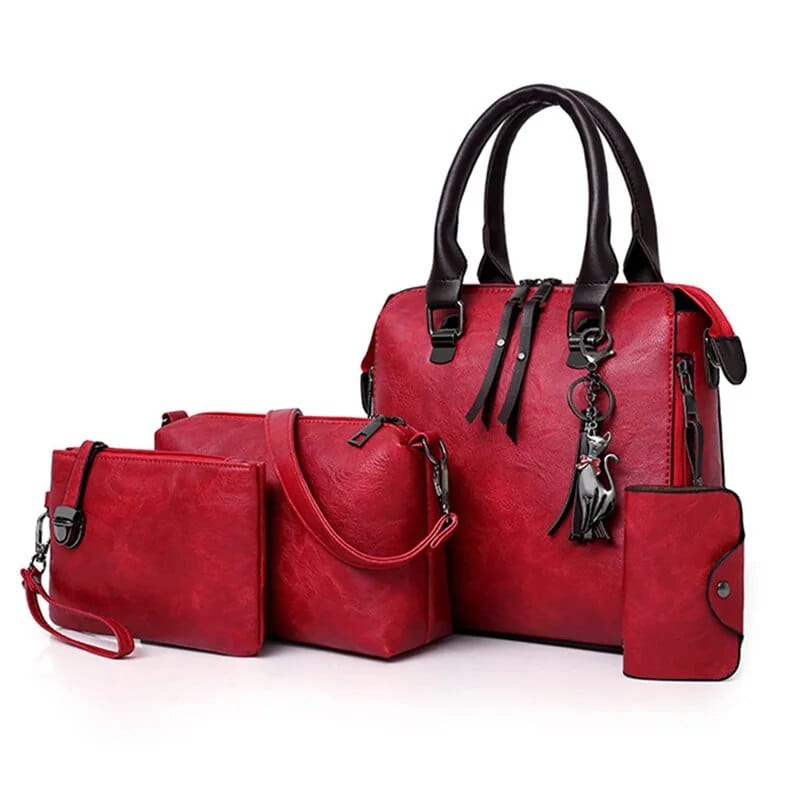 Six-piece women's shoulder bag set by Showlu Fashion Store featuring crossbody, envelope, and messenger handbags in various colors.