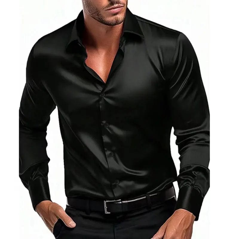 6XL formal men's short sleeve shirt Ice silk spring and summer long sleeve business casual free ironing high quality solid color - SHOWLU FASHION STORE