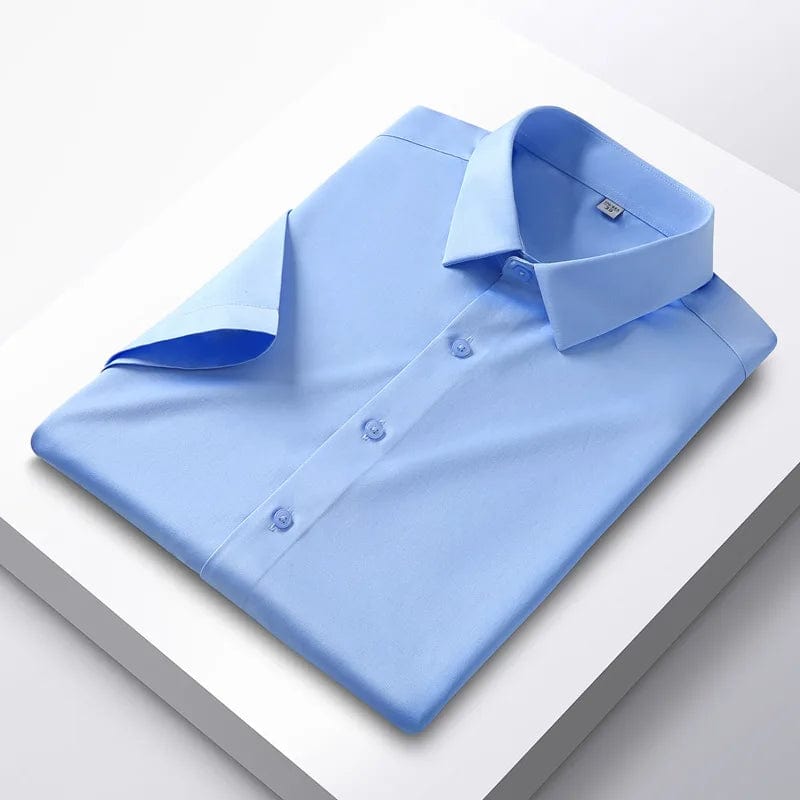 6XL formal men's short sleeve shirt Ice silk spring and summer long sleeve business casual free ironing high quality solid color - SHOWLU FASHION STORE