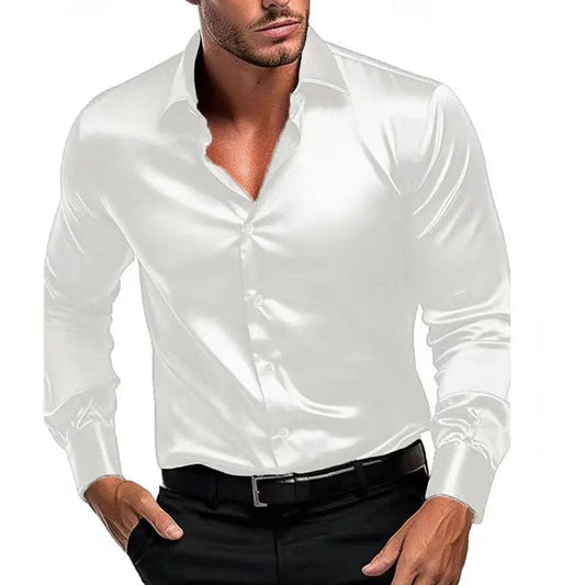 6XL formal men's short sleeve shirt Ice silk spring and summer long sleeve business casual free ironing high quality solid color - SHOWLU FASHION STORE