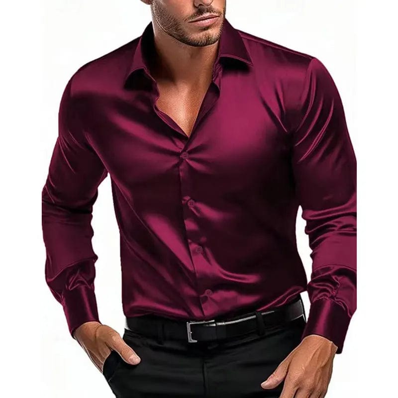 6XL formal men's short sleeve shirt Ice silk spring and summer long sleeve business casual free ironing high quality solid color - SHOWLU FASHION STORE