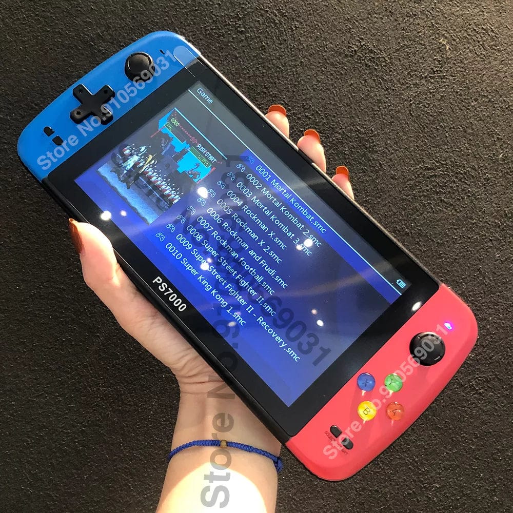 Showlu Fashion Store PS7000 7-inch handheld retro game console with 128-bit HD LCD screen and classic portable gaming features.