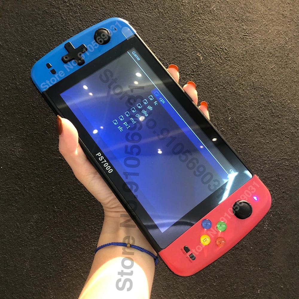 Showlu Fashion Store PS7000 7-inch handheld retro game console with HD LCD screen and 128-bit graphics for portable gaming.