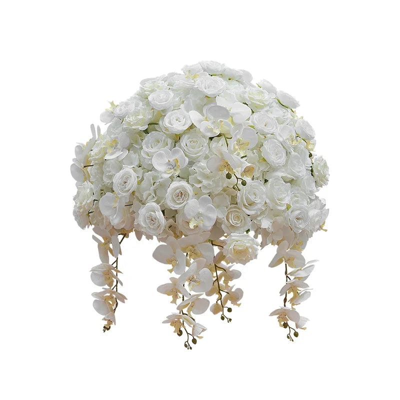 Showlu white rose and orchid wedding table centerpiece flower ball with hydrangeas, elegant floral arrangement for special events