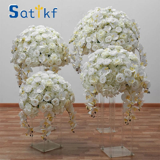 70/60/50/40cm Wedding Table Centerpiece Ball White Rose Orchid Hydrangea Flower Arrangement Party Road Lead Props Window Display - SHOWLU FASHION STORE