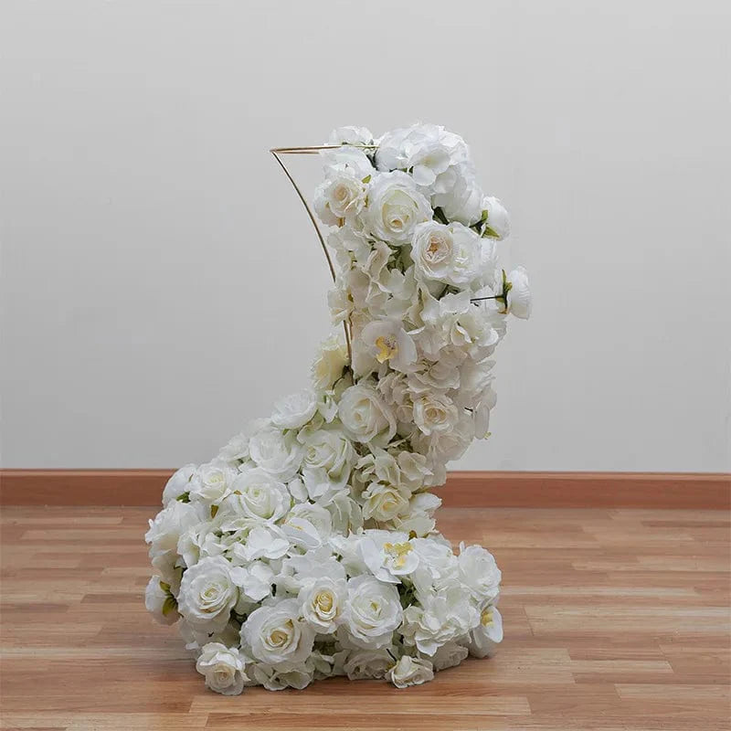 White rose and orchid wedding table centerpiece ball with hydrangeas, decorative flower arrangement for wedding or party decor