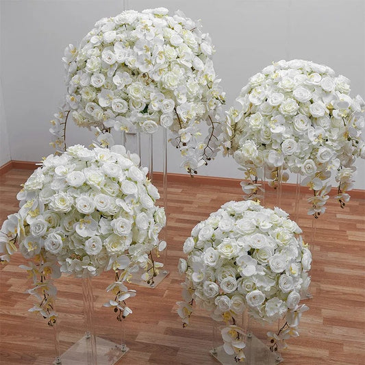 70/60/50/40cm Wedding Table Centerpiece Ball White Rose Orchid Hydrangea Flower Arrangement Party Road Lead Props Window Display - SHOWLU FASHION STORE