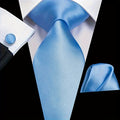 Set of three solid color men's ties in black, red, and blue from SHOWLU FASHION STORE, displayed flat on a white background.
