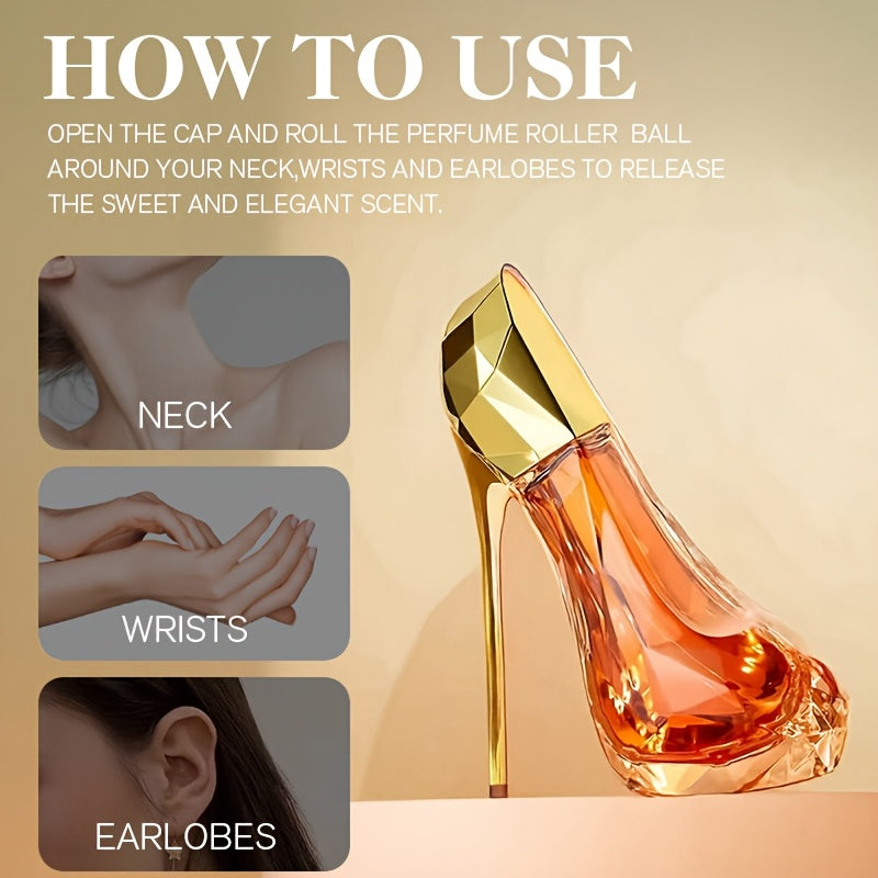 SHOWLU Musk & Woody high heel perfume bottle, long-lasting liquid fragrance with elegant design, ideal for stylish, sophisticated wear.