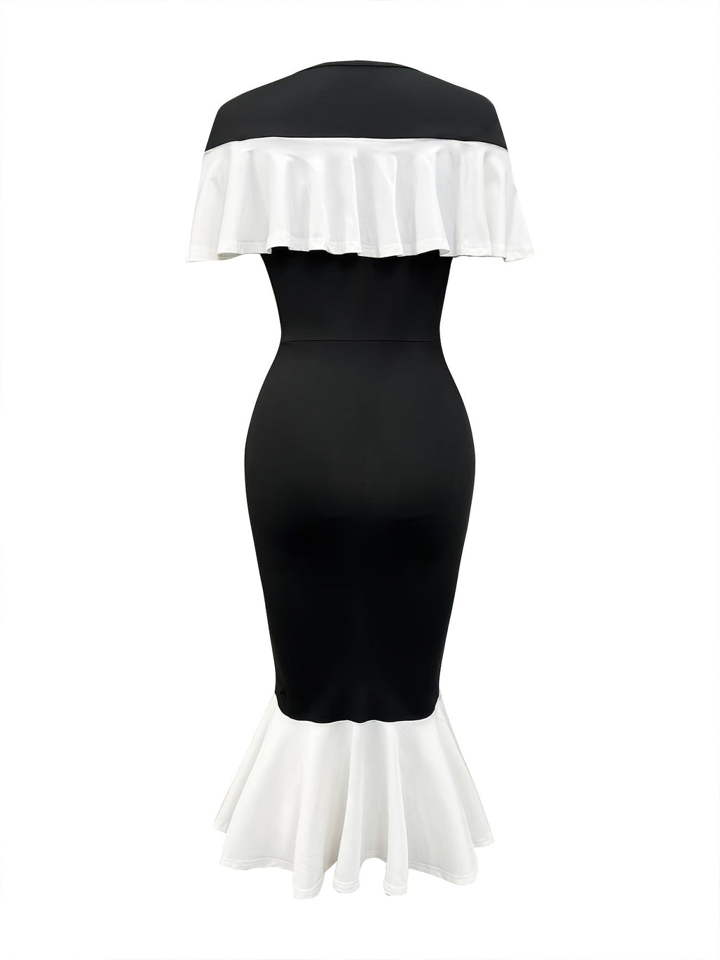 SHOWLU FASHION women's bodycon fishtail dress with elegant ruched waist, form-fitting design, and sleek black fabric.