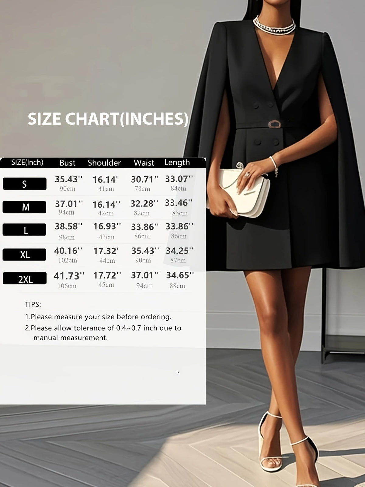SHOWLU FASHION STORE Women's V-Neck Cape Sleeve Mini Dress featuring an elegant A-line silhouette and office-appropriate style.