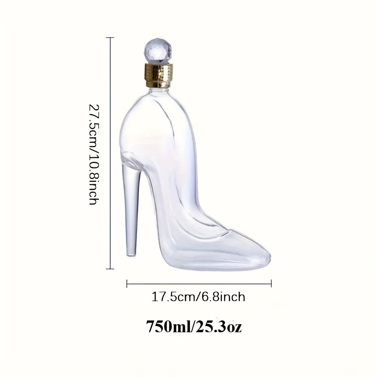 Elegant SHOWLU high heel glass wine dispenser with hanger, 45oz capacity, featuring clear glass and stylish design.