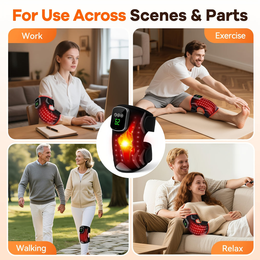 Showlu Heated Knee Massager with vibration and heat support cushion, designed to soothe and relieve knee pain.