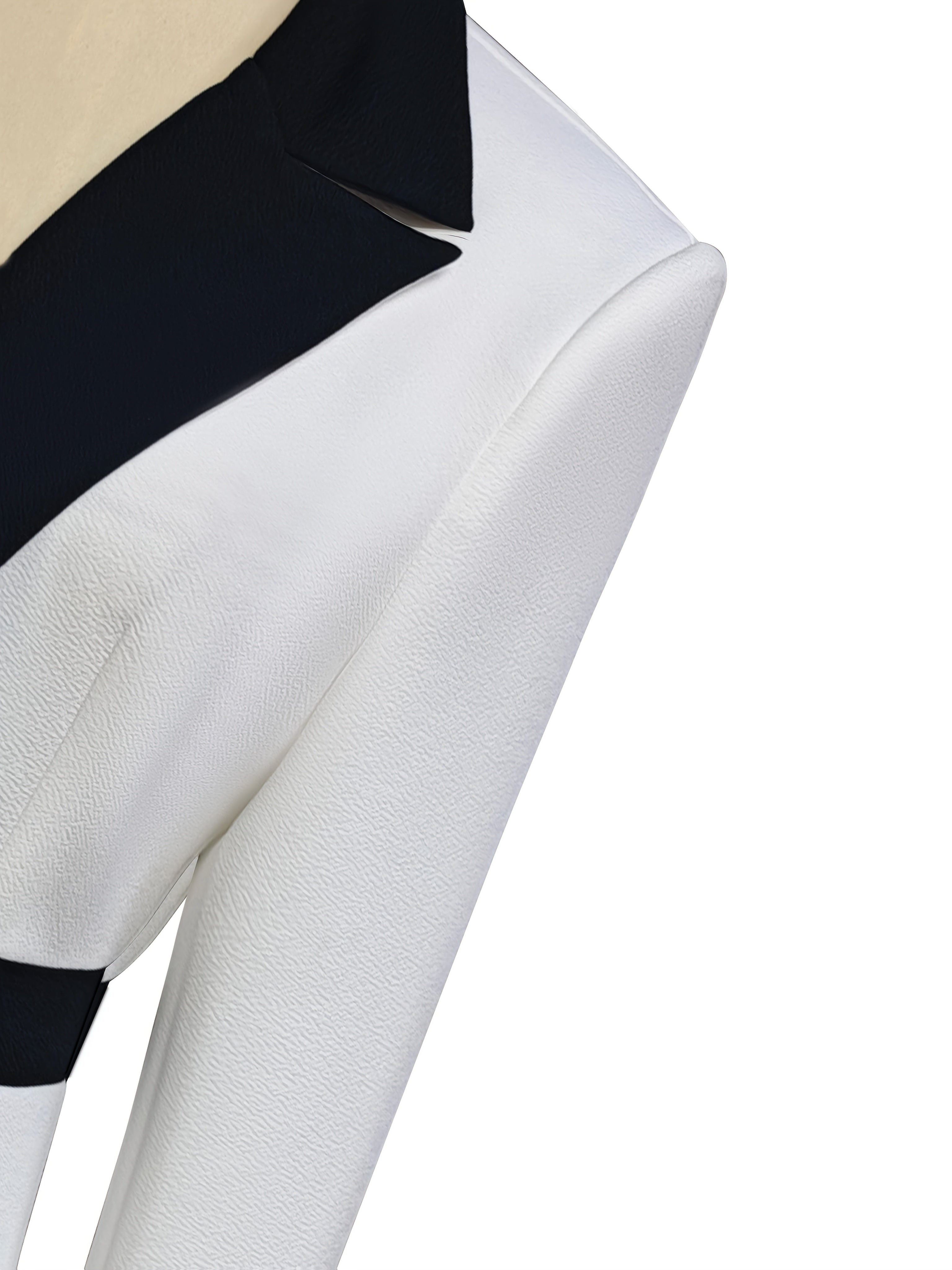 SHOWLU Women's Elegant Color-Block Midi Dress with long sleeves and lapel collar, showcasing a stylish, modern design.