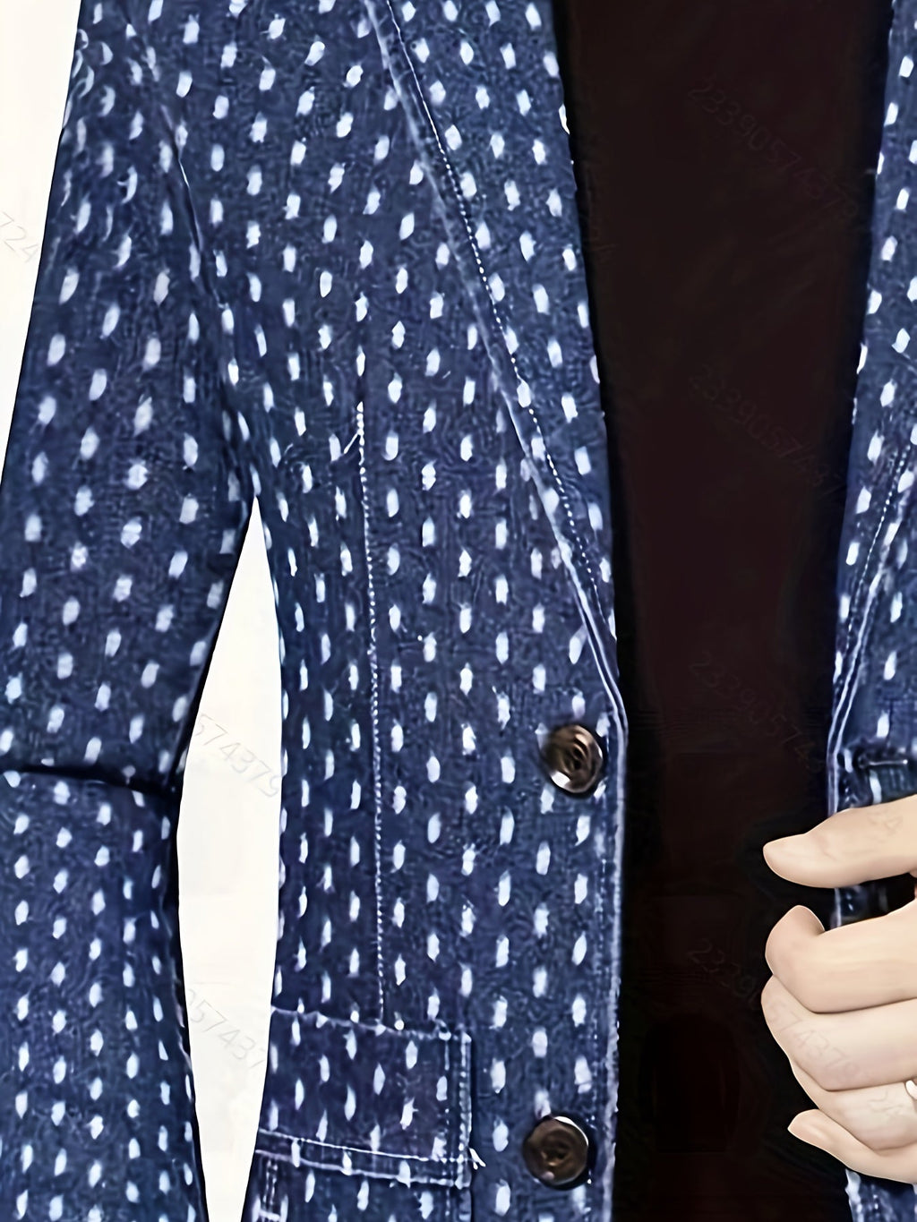 SHOWLU men's denim blazer with loose fit and polka dot print, casual denim jacket for stylish everyday wear