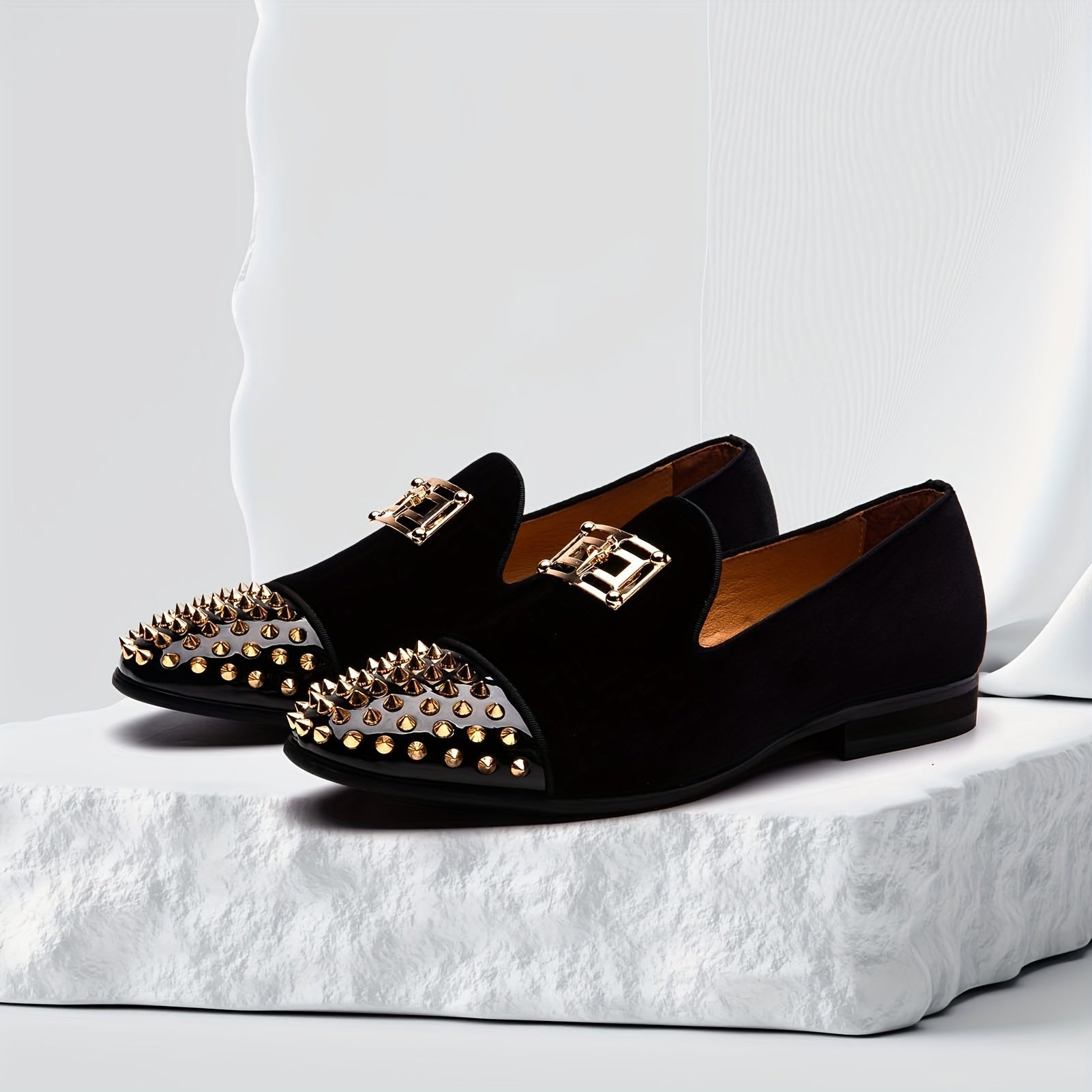 Men's slip-on wedding loafers by SHOWLU FASHION STORE, lightweight fabric shoes with sleek design, ideal for formal occasions.