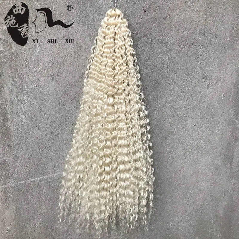 Xi Shixiu African Goddess dreadlocks crochet wig with deep wave hair in 75cm length, showcasing curved, textured dreadlock style.