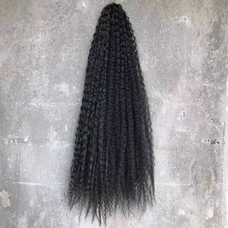 Xi Shixiu African Goddess dreadlocks crochet wig with deep wave hair, 75cm length, featuring curved dreadlock style in natural hair color