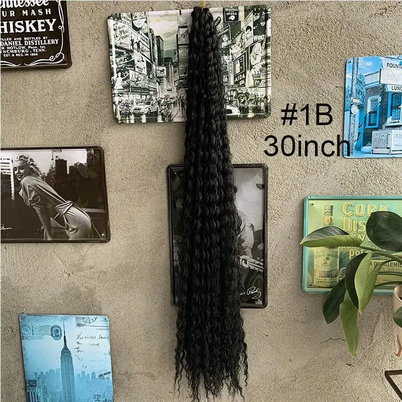 Xi Shixiu African Goddess dreadlocks crochet wig with deep wave hair, 75cm long, showcasing curved dreadlock style in natural color.