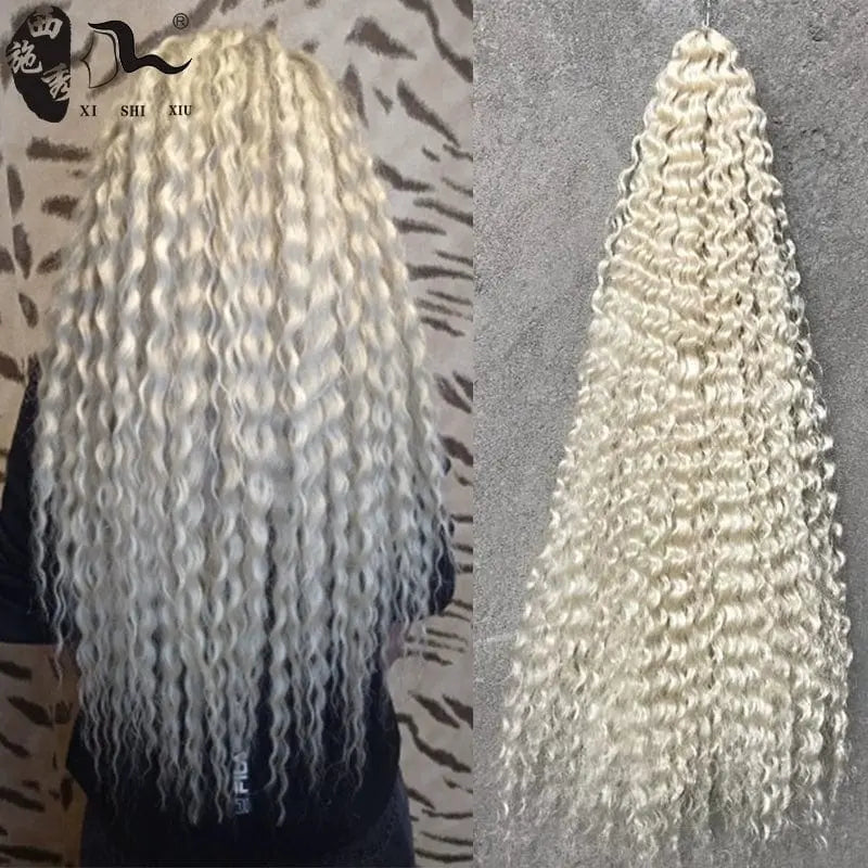 Showlu Fashion 75cm African Goddess dreadlocks crochet wig with deep wave hair, featuring curved dreadlocks in natural style.