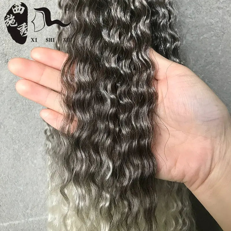 Showlu Fashion African Goddess Dreadlocks Crochet Wig, 75cm deep wave hair with curly, curved dreadlock style for a bold look.