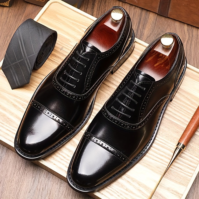 Men's black split cow leather Oxford shoes by SHOWLU FASHION STORE with non-slip sole, formal footwear for professional or dress occasions.
