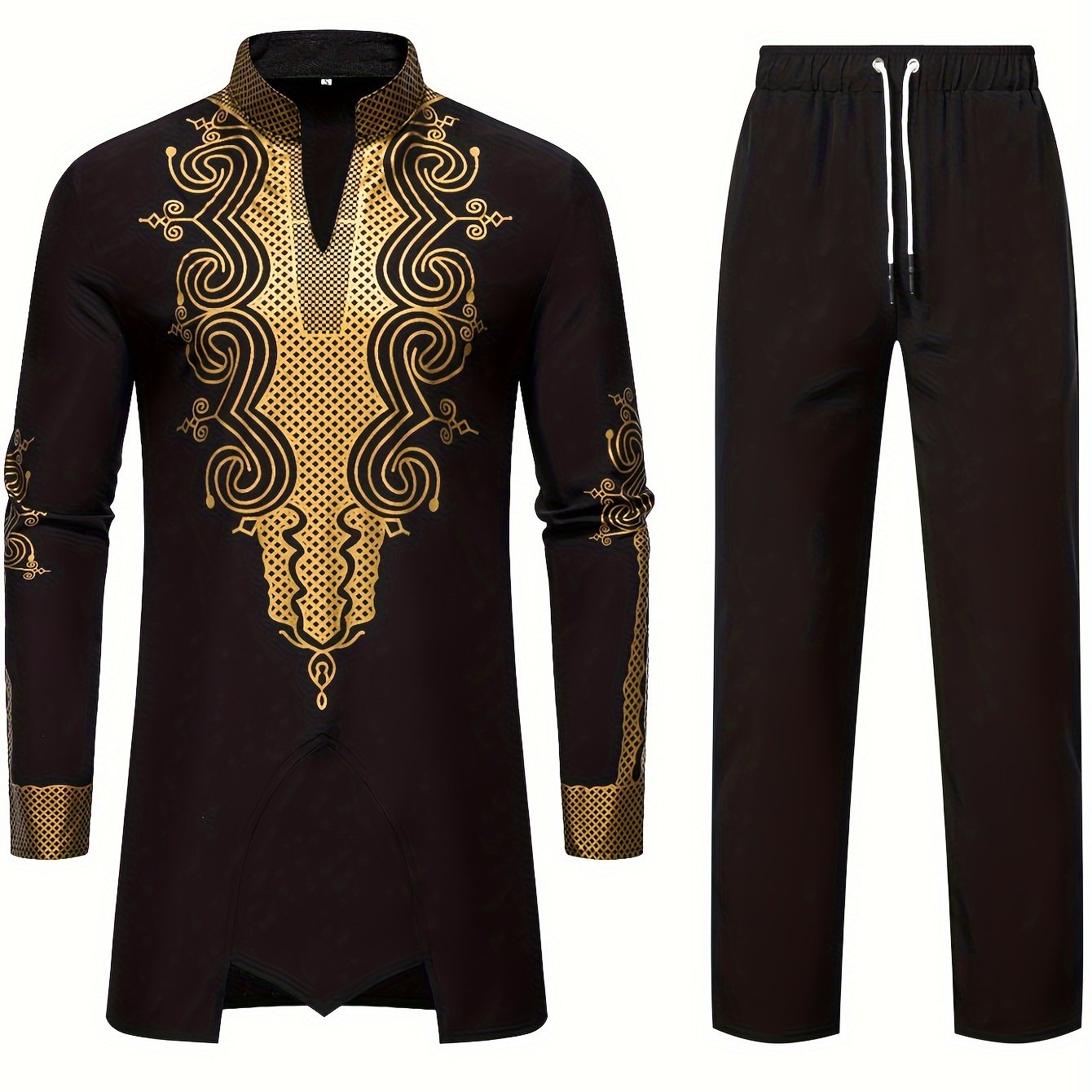 SHOWLU FASHION men's casual striped long sleeve robe set with stand collar, comfortable and stylish sleepwear or loungewear.