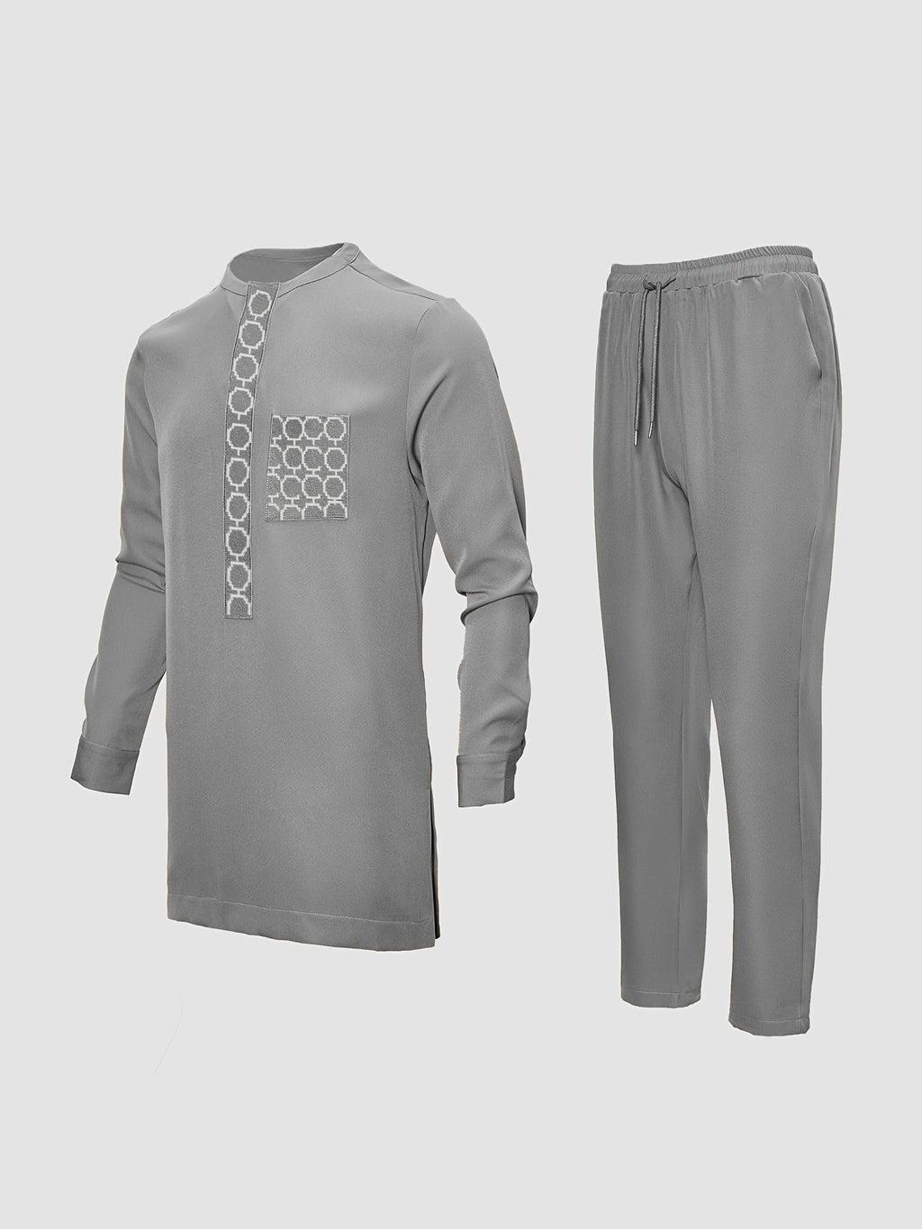SHOWLU men's African Dashiki set with embroidered long sleeve top and matching pants, showcasing traditional African clothing style.